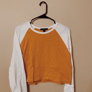 Long sleeve orange and white baseball t